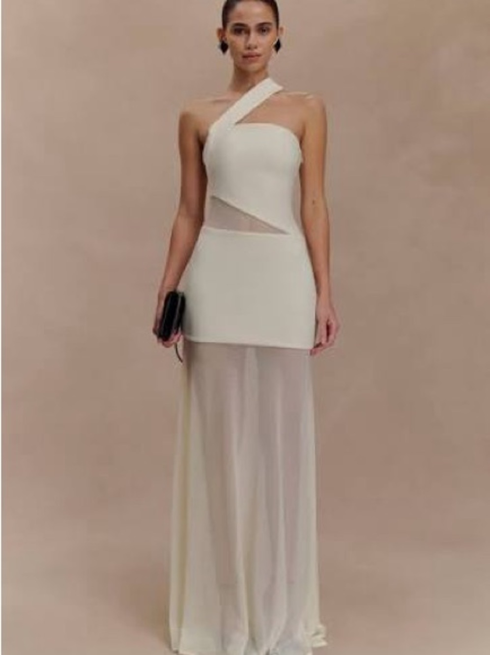 Meshki Vashti One-Shoulder Ivory Evening Gown